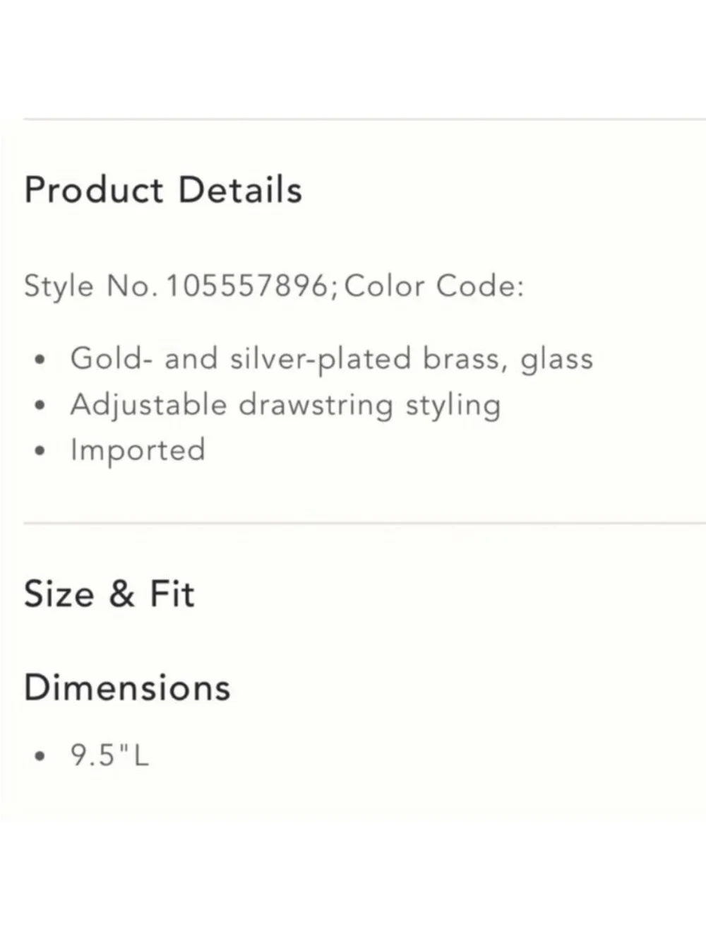 New! ANTHROPOLOGIE Gold Plated Charm Slider Bracelet NWT
